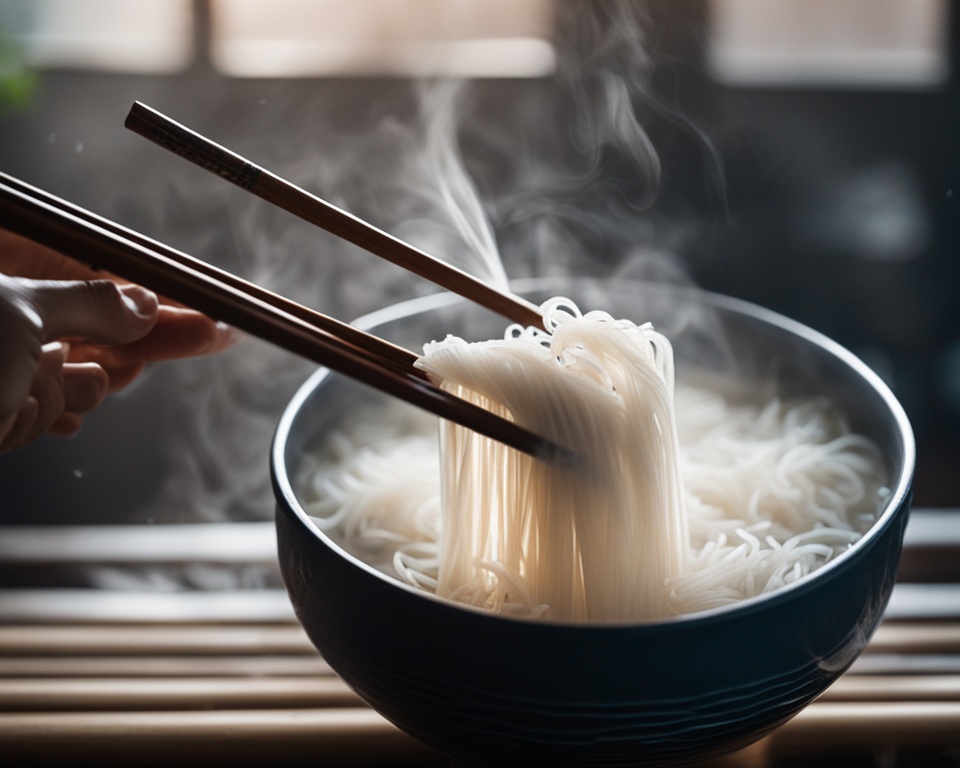 Preparing rice noodles