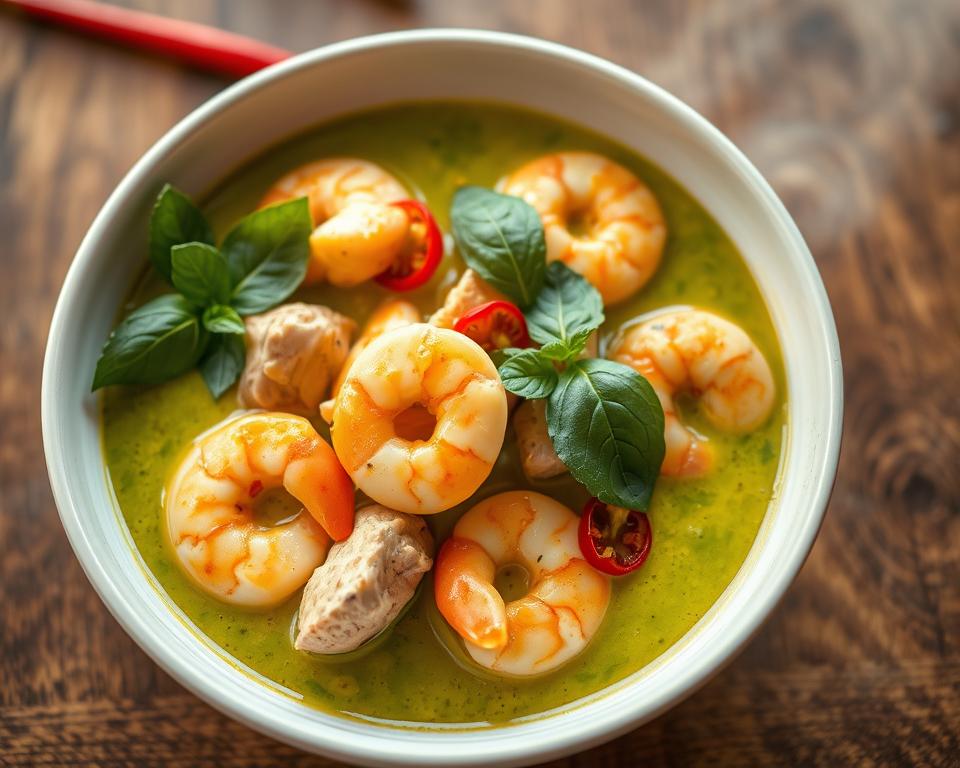 chicken and prawn thai green curry