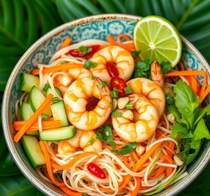 thai shrimp salad with noodles