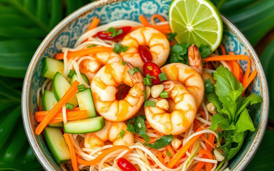 thai shrimp salad with noodles