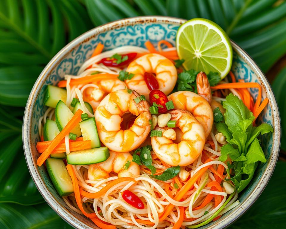 thai shrimp salad with noodles